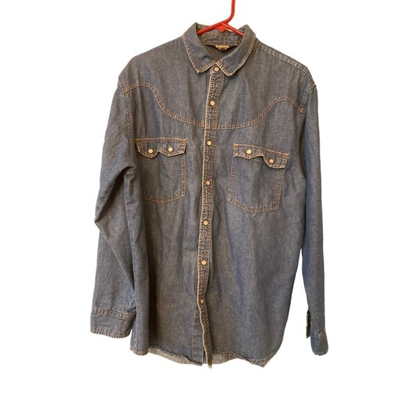 Dark Denim Guide Gear Western Pearl Snap Button Up Shirt Size Large - Picture 1 of 7